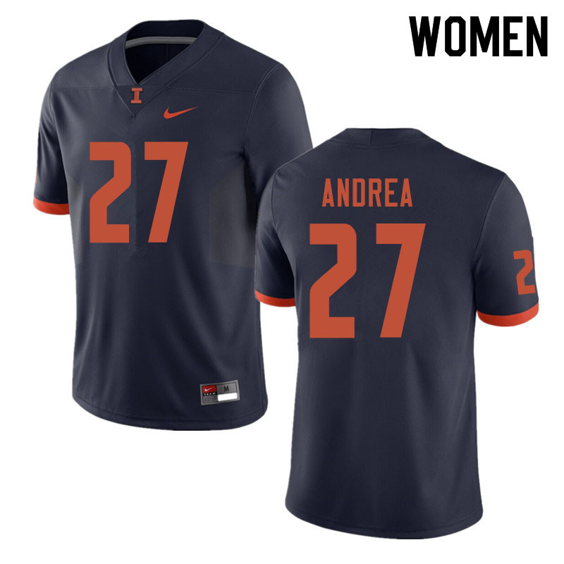 Women #27 Alec Andrea Illinois Fighting Illini College Football Jerseys Sale-Navy